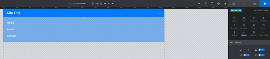 Turn vertical menu visibility off in desktop mode