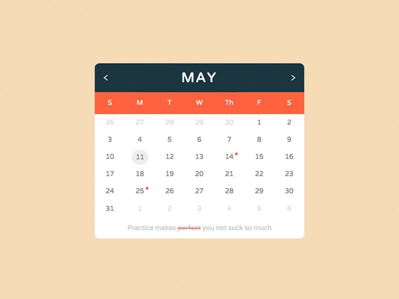 CSS and HTML calendar examples to add to your site