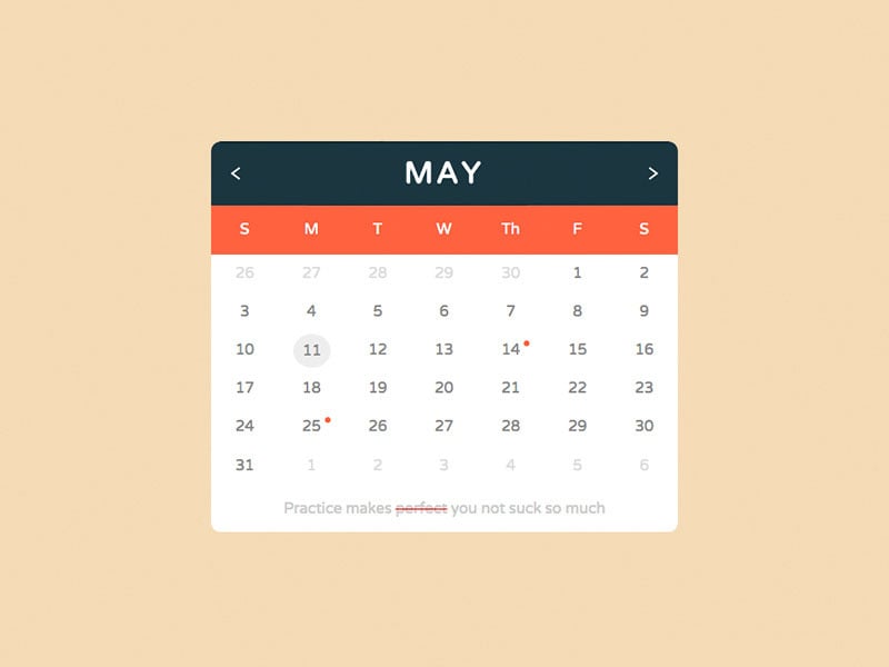 CSS and HTML calendar examples to add to