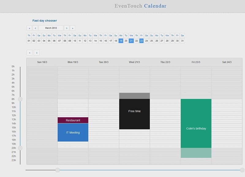 Premium Even Touch Calendar HTML Format