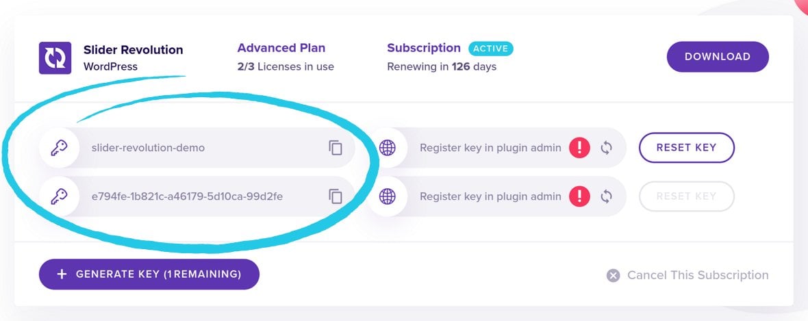 Plugin keycodes to enable access to premium features