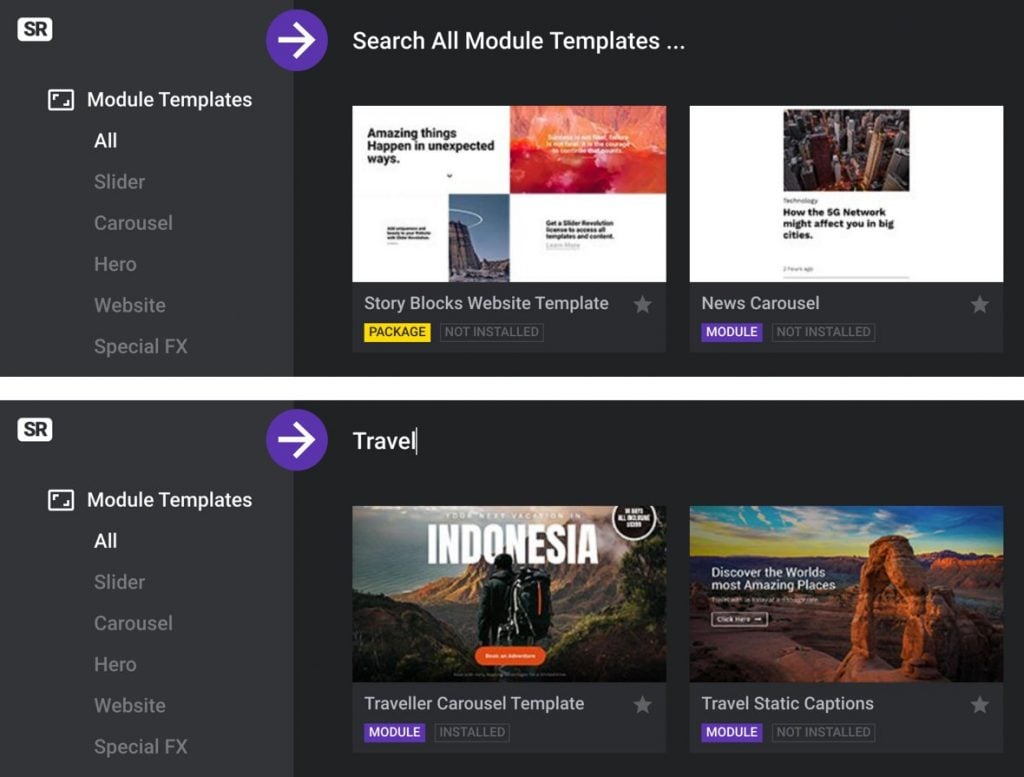 Slider Revolution Manual - Create a Module From a Template
