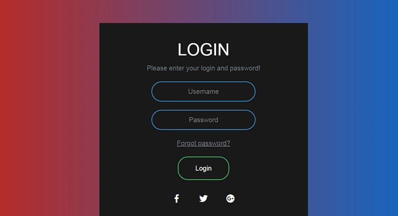 Bootstrap 4 Login using facebook and google plus Example