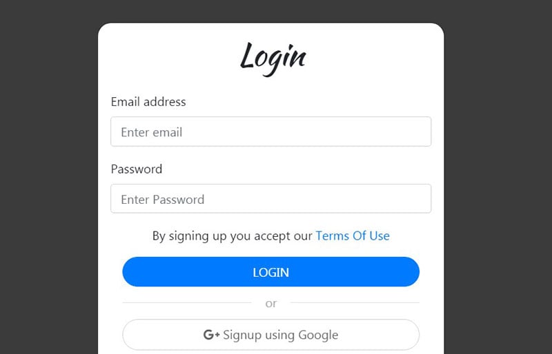 Bootstrap 4 Login using facebook and google plus Example