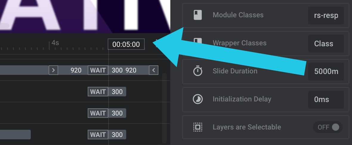Matching slide duration with marker in layer timeline.