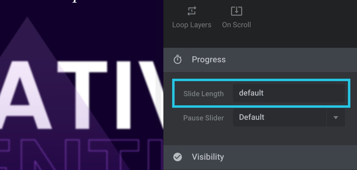 Slide Length option under Progress panel.