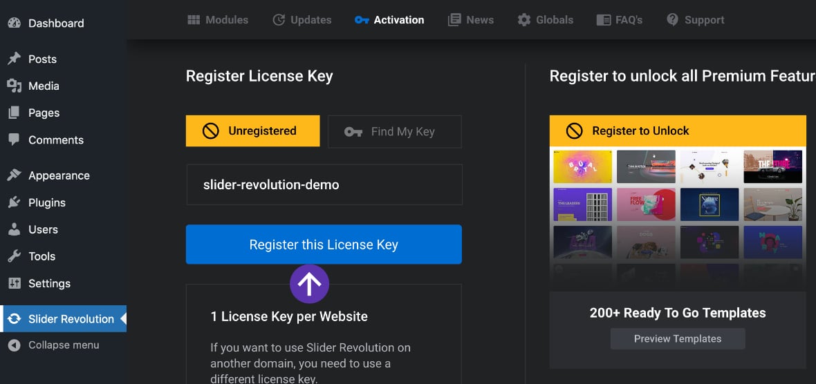 Click the Register this License Key button