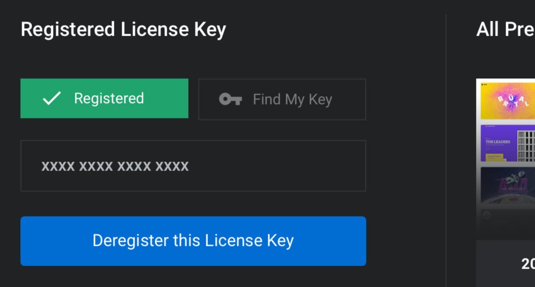 License key is now registered