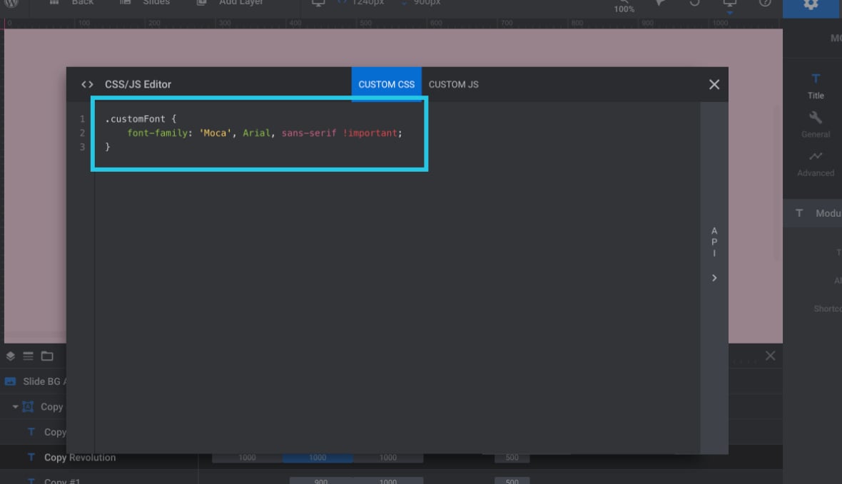 Add custom code to the Custom CSS Editor