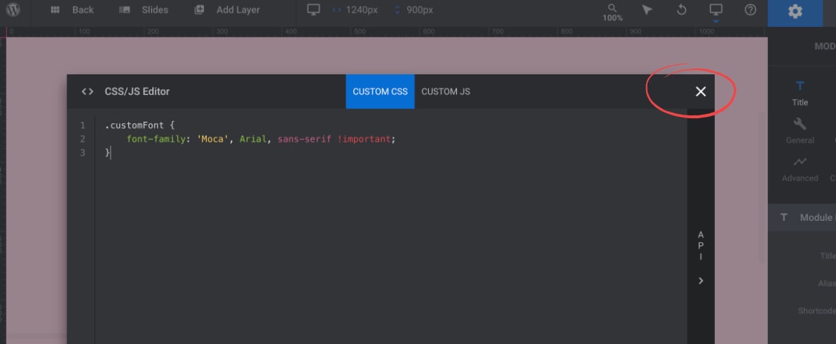 Click the X mark to close the CSS/JS Editor