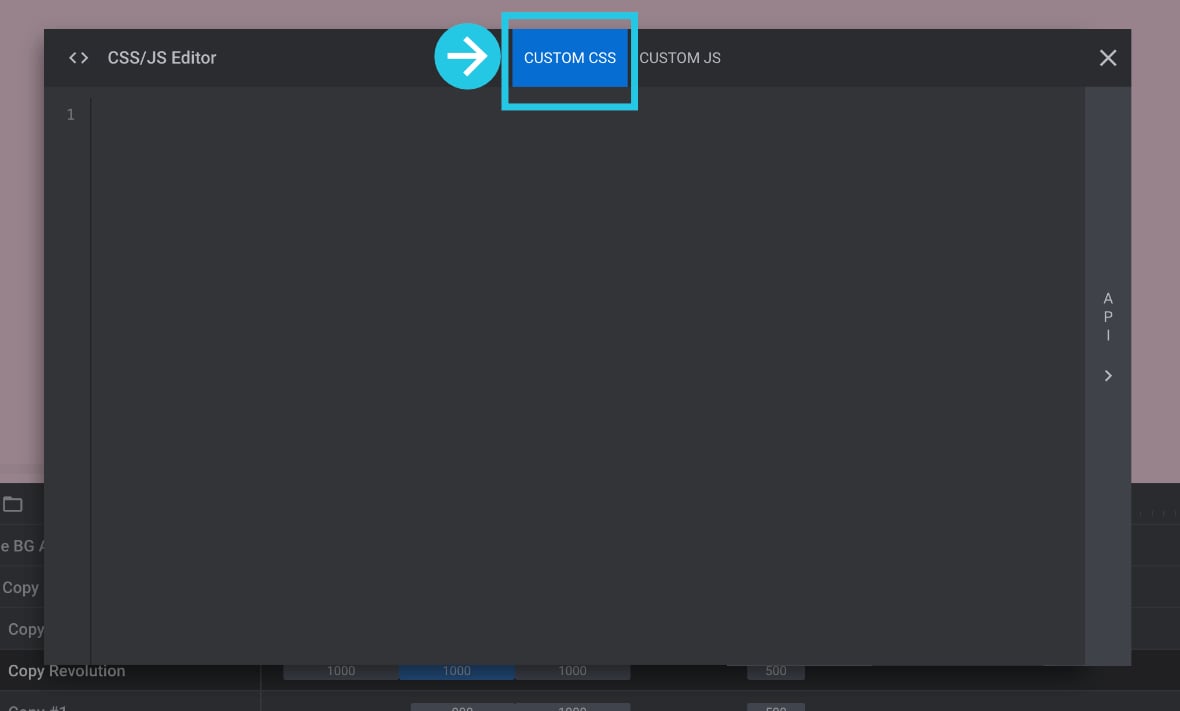 This will open the CSS/JS Editor window. Go to its CUSTOM CSS tab