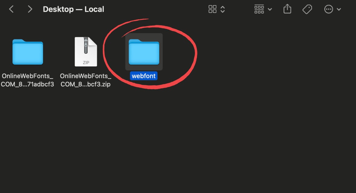 Create a new folder and name it Webfont