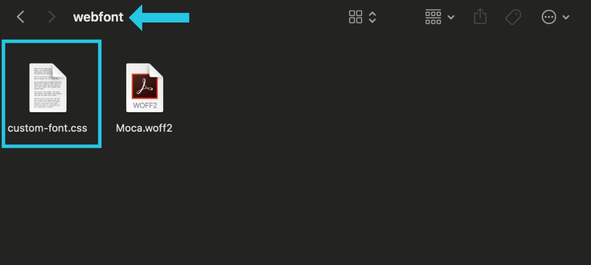 Move the custom-font.css file to the Webfont folder