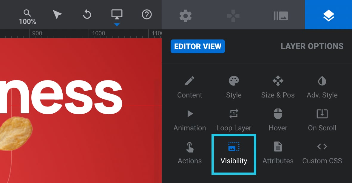 Visibility sub-section - Elements Visibility in Slider Revolution