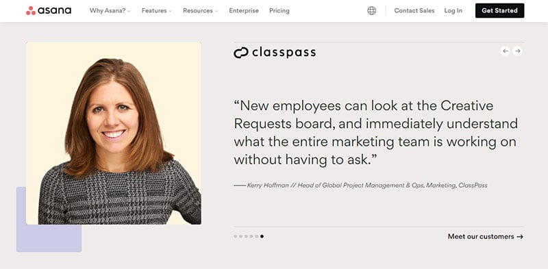Testimonial carousel with portrait photos