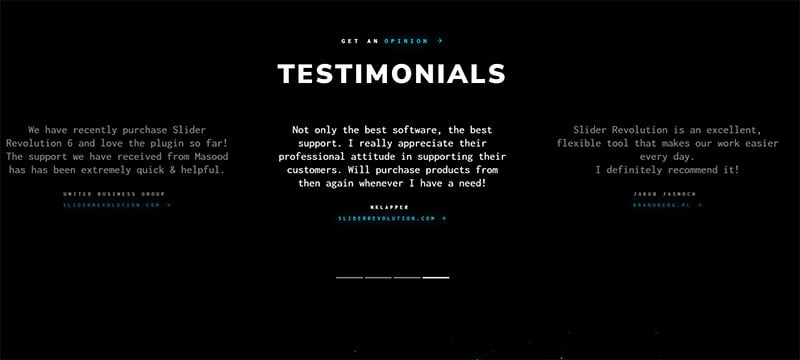 Testimonial carousel for website