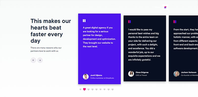 Testimonial carousel for web developers