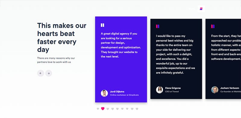 Testimonial carousel for web developers
