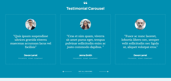 Testimonial carousel for WordPress