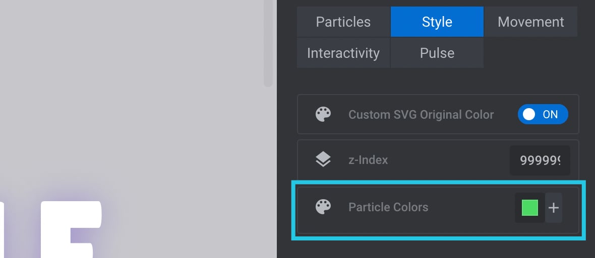 Click on the Particle Colors option