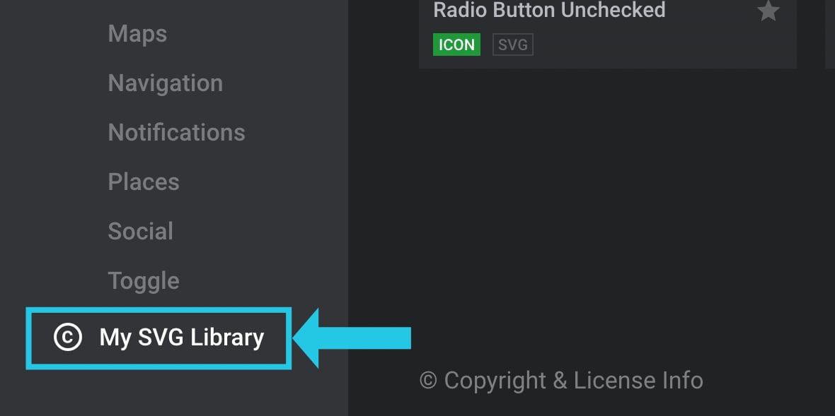 Select the My SVG Library category on the left