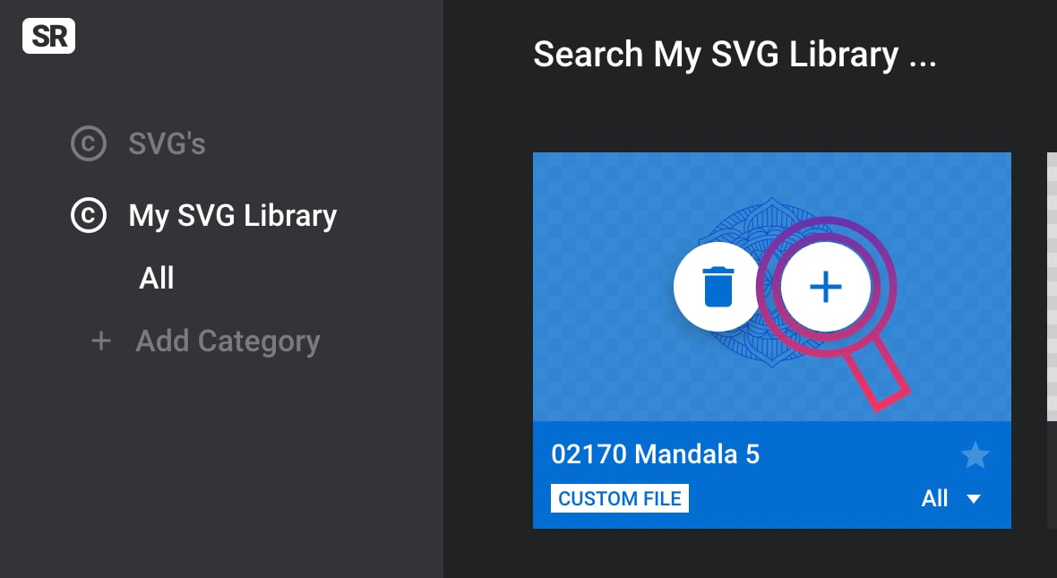 Click on the (+) icon appearing on the uploaded SVG