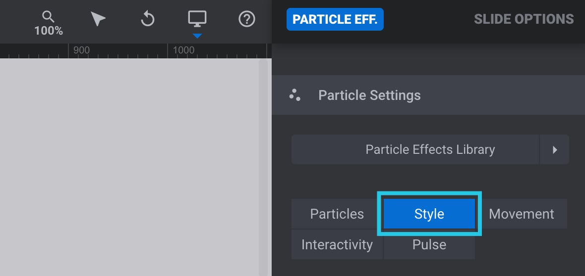 Go to the Style tab under the Particle Settings panel