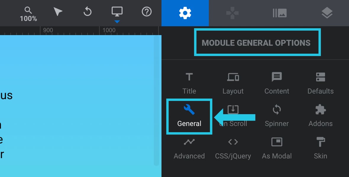 General sub-section under Module General Options