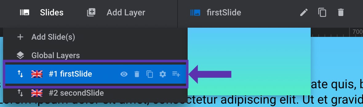 Hover over any slide