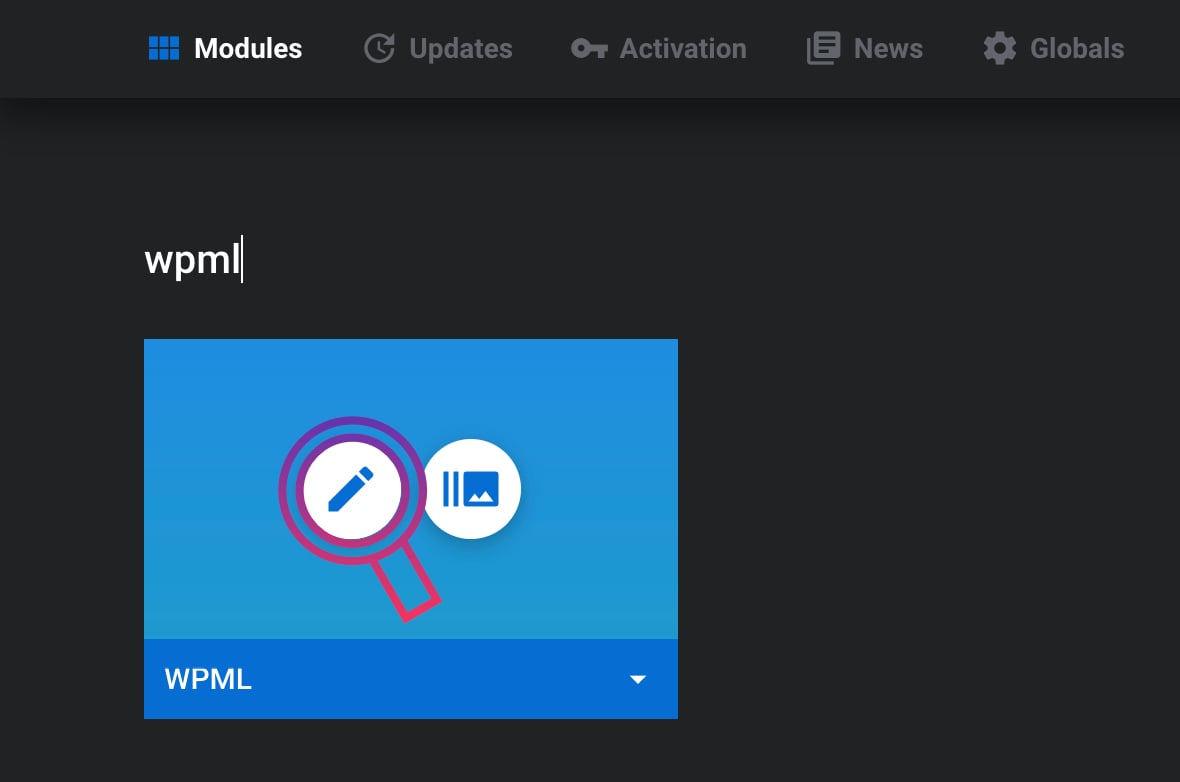 Search for WPML module