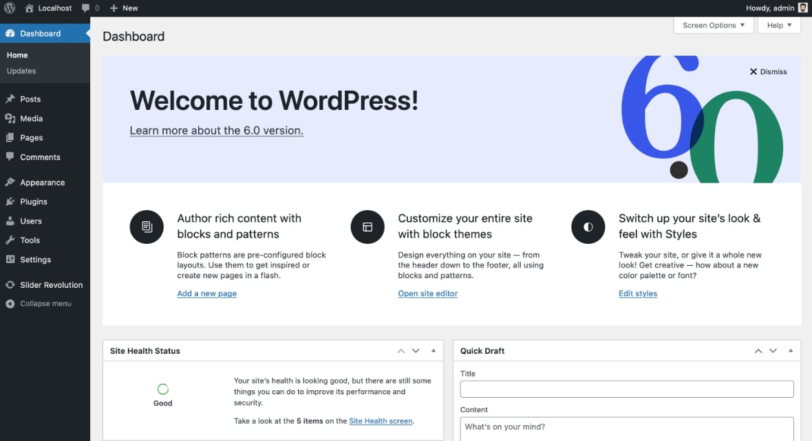 WordPress Dashboard