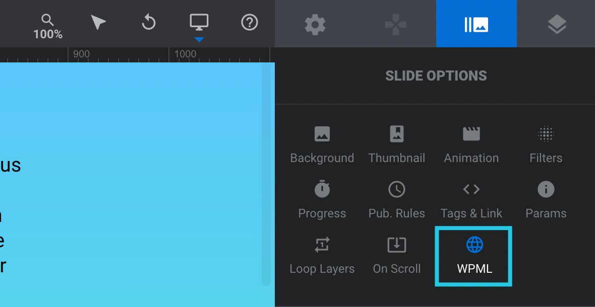 WPML seub-section under Slide Options