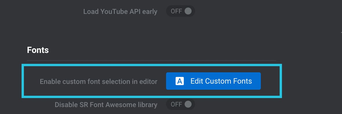 Enable custom font selection in editor option under Slider Revolution Global Settings