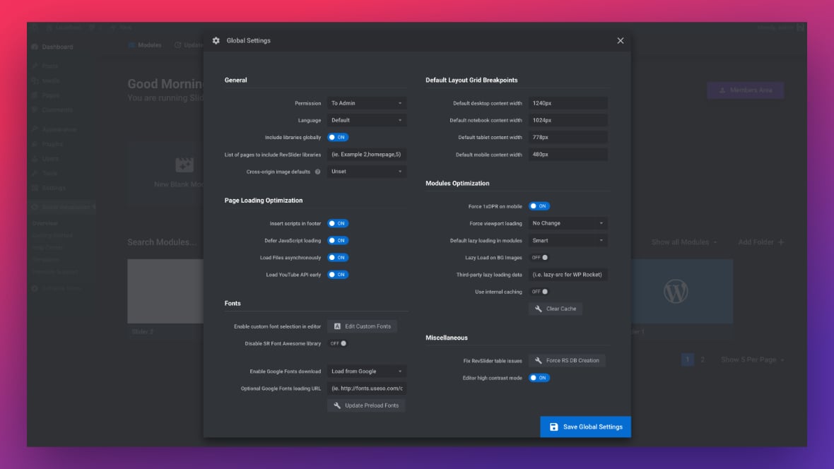 Featured Image Global Settings Slider Revolution Plugin