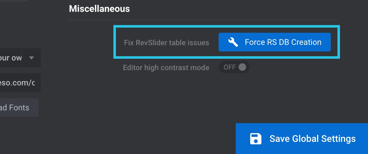 Fix RevSlider table issues option
