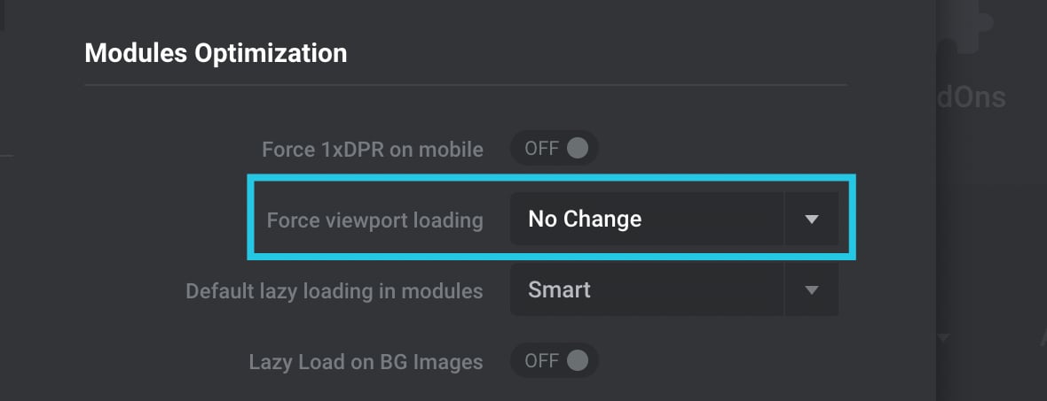 Force viewport loading option configured to No Change