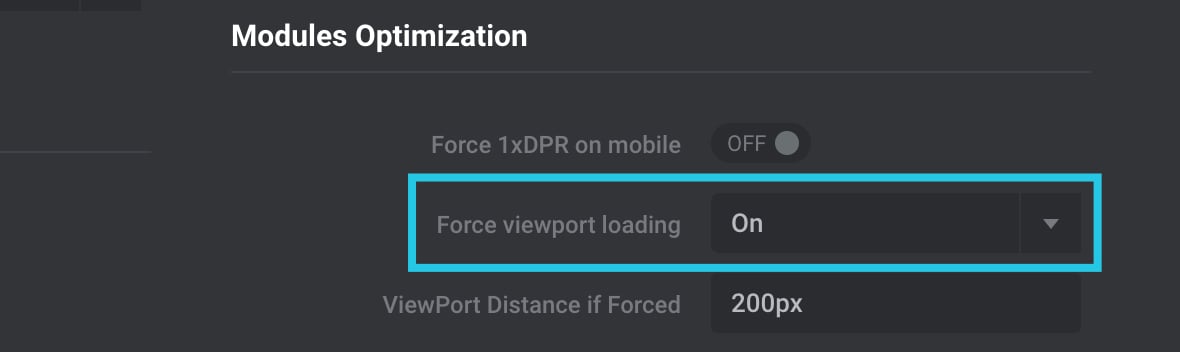 Force viewport loading option configured to ON