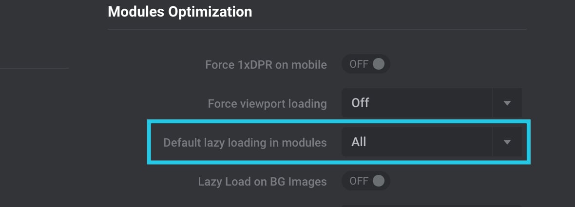 Default lazy loading in modules configured to the All setting
