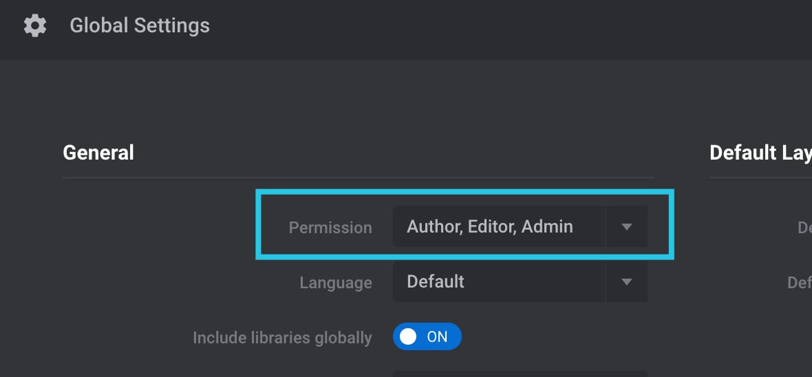 Permission Author, Editor, Admin selected