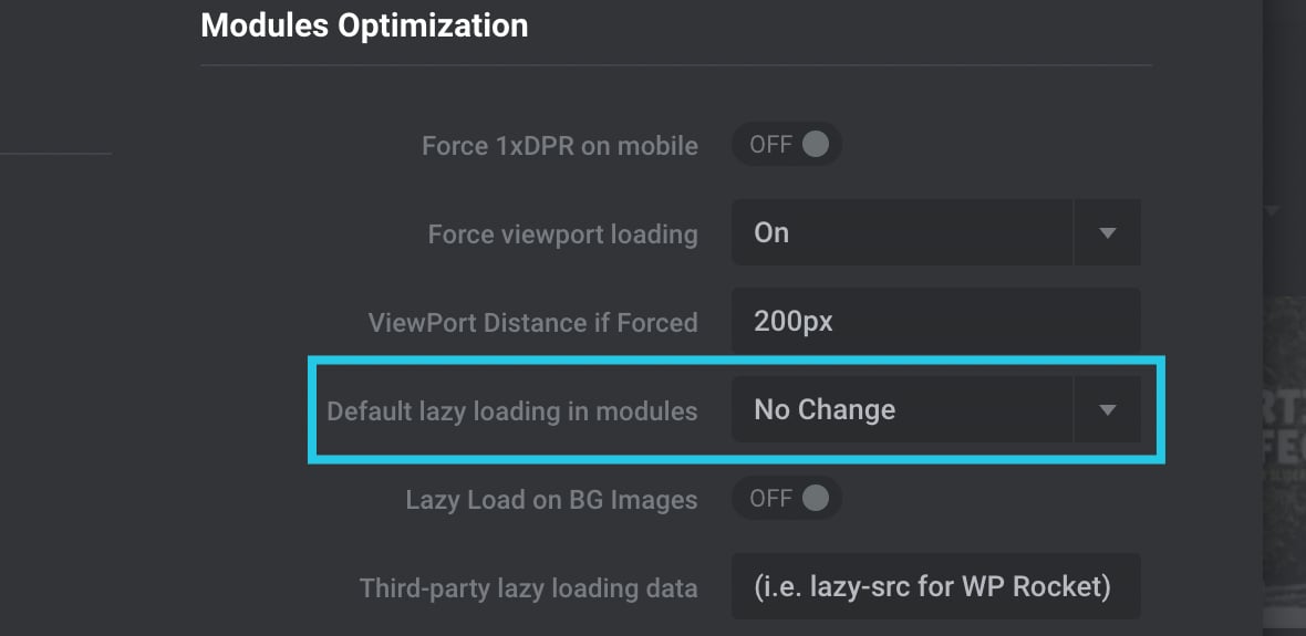 Slider Revolution Default lazy loading in modules setting to No Change.
