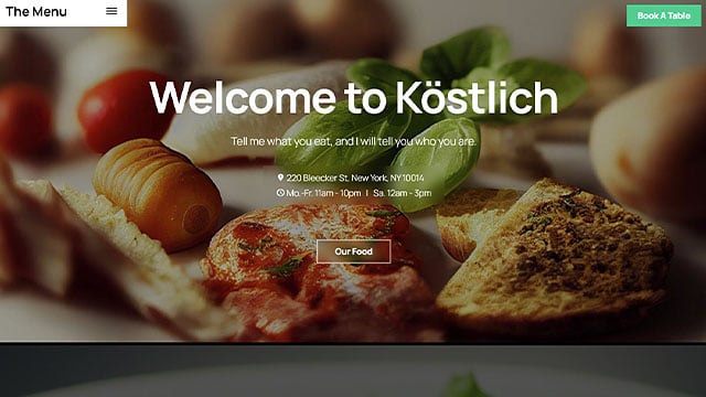Restaurant One Page Website - Slider Revolution Template