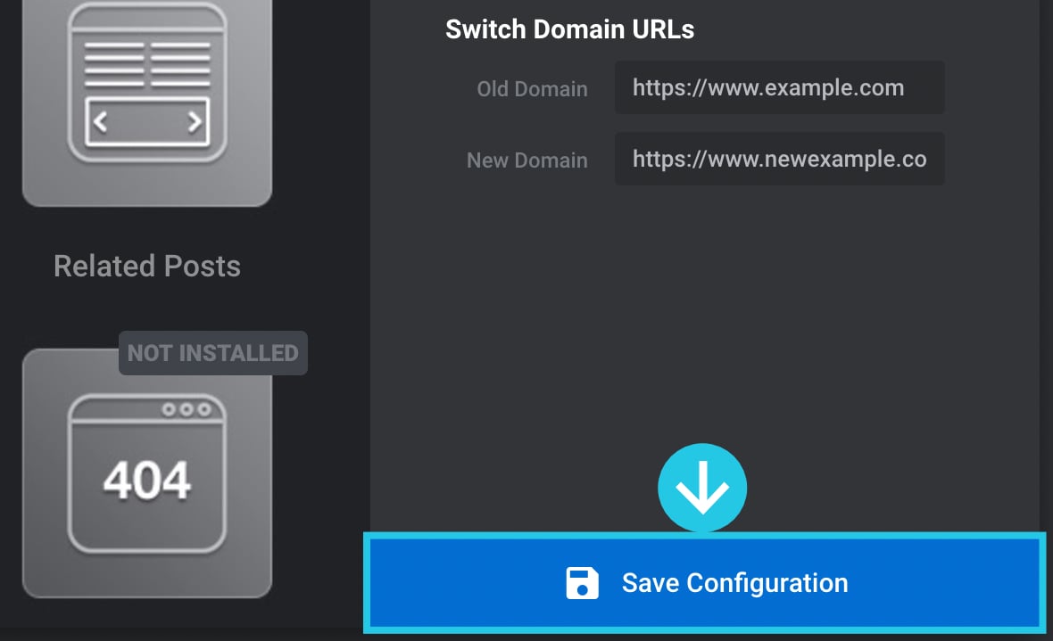 Save Switch Domain URLs configuration