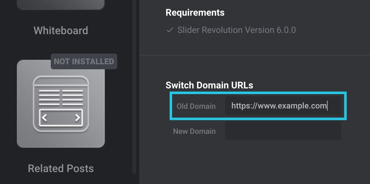 Switch Domain URLs with only old Domain URL for Slider Revolution Images.