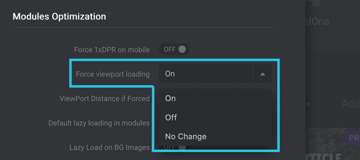 Force viewport loading drop-down menu under Slider Revolution Settings