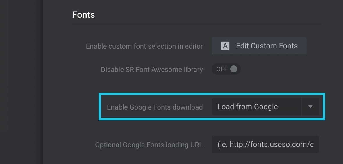 Load Google Fonts from Google under Slider Revolution Global Settings