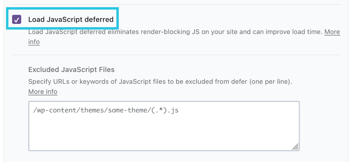 Select the Load JavaScript deferred checkbox