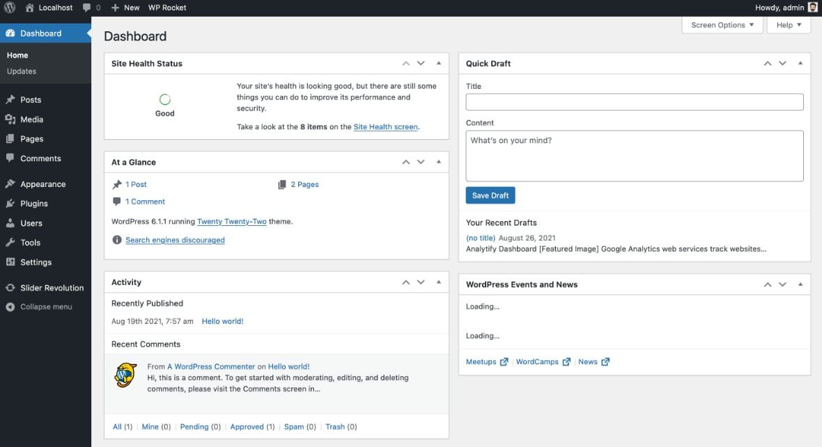 WordPress Dashboard