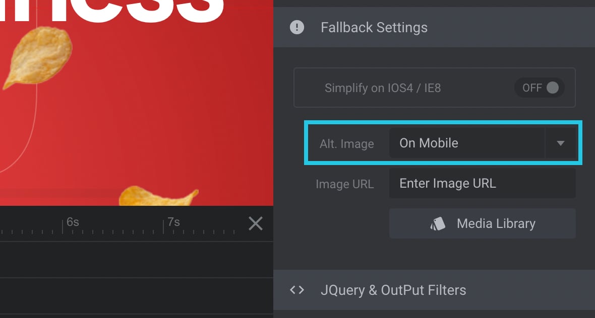Alt. Image option, On Mobile setting selected
