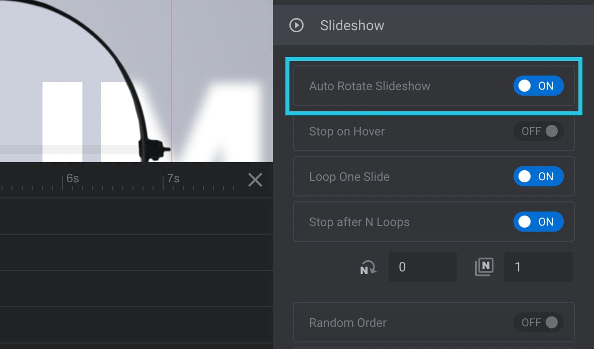 Auto Rotate Slideshow toggle option to auto progress