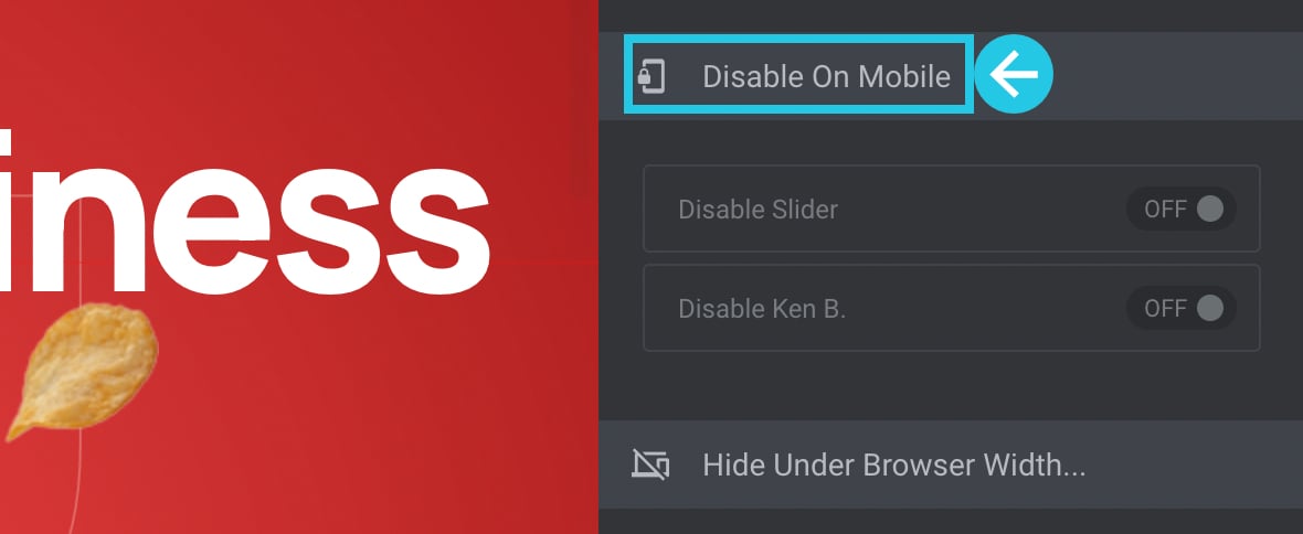 Disable On Mobile panel - Elements Visibility in Slider Revolution